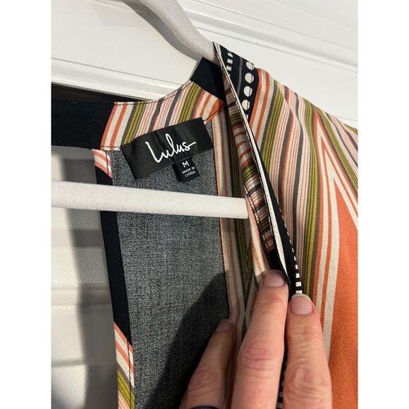 Lulus Montecito Maxi Dress Kimono Sleeves Metro Deep V front & back Hostess Sz M - Picture 8 of 12